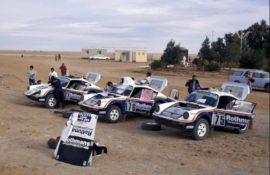 Les trois Porsche 911 4x4 du Paris Dakar 1984
