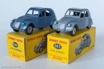 Citroën 2 CV A - Dinky Toys 24 T & 535 - trois feux arrières : variante 4 et 5 - Deux types de boite