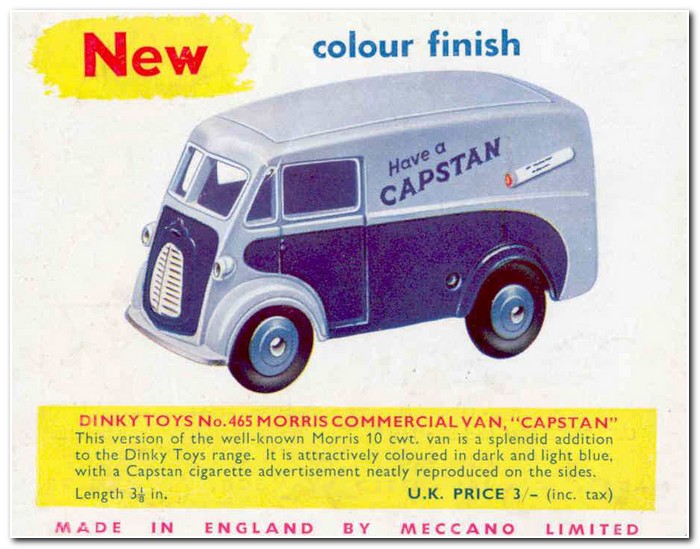 Morris J Capstan - Dinky Toys réf. 465 - Meccano magazine mars 1957