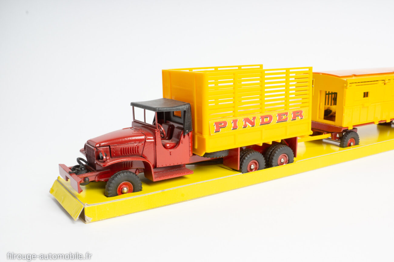 Dinky Toys 881 - GMC Pinder Et Remorque - Camion Cirque - Jaune/rouge - 1/43 - France